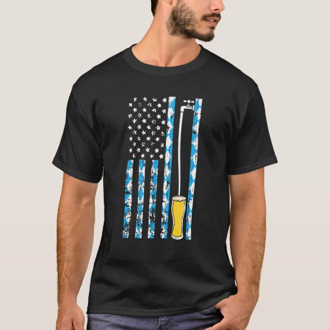 Camiseta American Flag Oktoberfest Bavarian Pattern German (Frente)