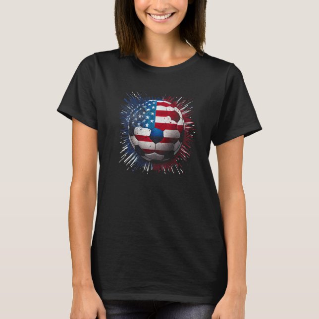 Camiseta American Flag on Soccer Ball Soccer Ball Flag Prem (Frente)