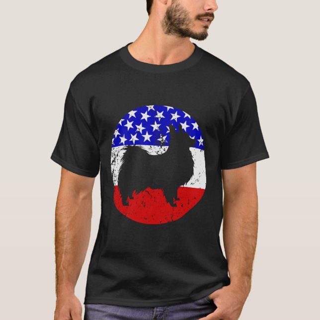 Camiseta American Flag Papillon Dog (Frente)