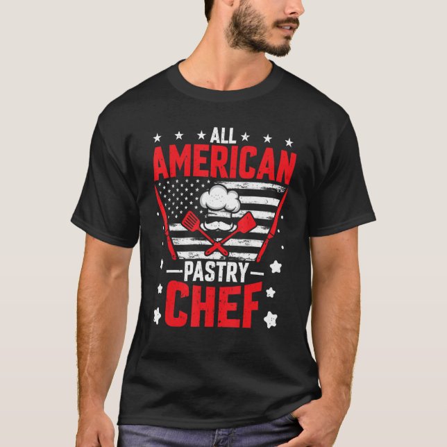 Camiseta American Flag Pastry Chef Baker  All American Past (Frente)