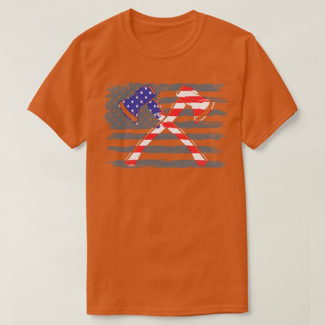 Camiseta American Flag Patriotic Axe Throwing Gift Idea Cla (Frente do Design)