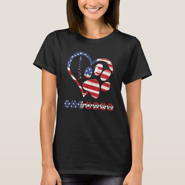 Camiseta american flag patriotic dog & cat paw print - 4th  (Frente)