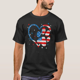 Camiseta American Flag Patriotic Dog & Cat Paw Print 4th Of