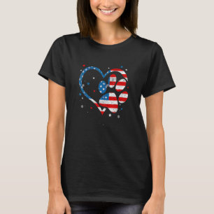 Camiseta American Flag Patriotic Dog Paw Print 4 H De Julho