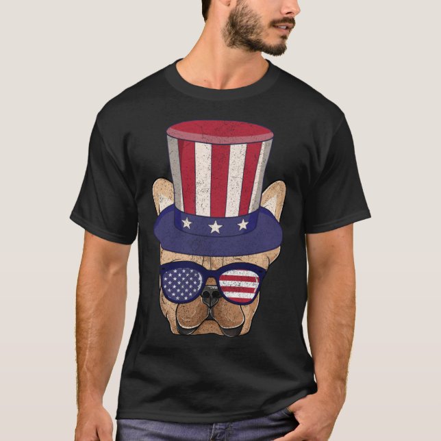 Camiseta American Flag Patriotic French Bulldog Apparel 4th (Frente)