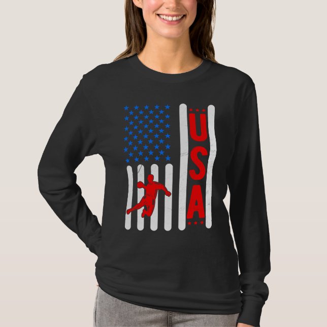 Camiseta American Flag Patriotic USA Men Women Handball Spo (Frente)