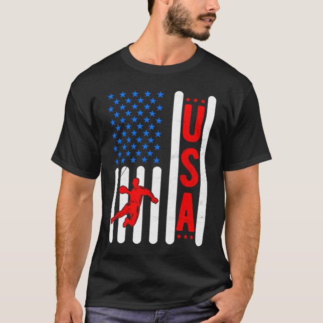 Camiseta American Flag Patriotic USA Men Women Handball Spo (Frente)