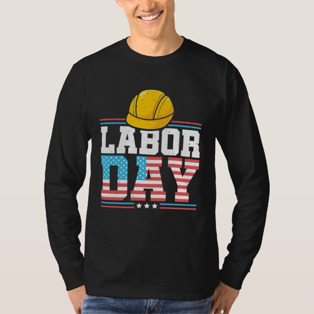 Camiseta American Flag Patriotic Worker Laborer Happy Labor (Frente)