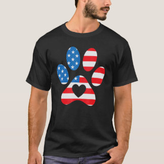 Camiseta American Flag Paw Imprime 4 de julho