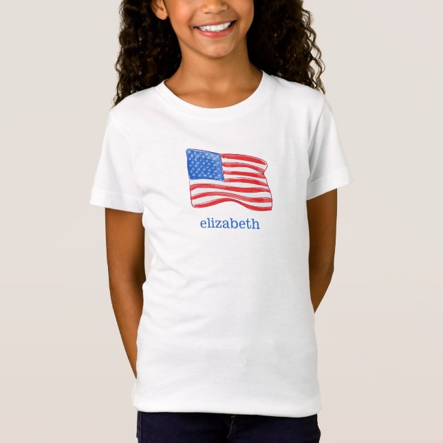 Camiseta American Flag Personalised Girl (Frente)