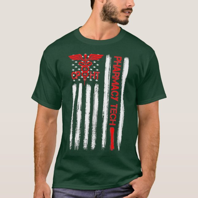Camiseta American Flag Pharmacy Technician CPhT Tech Gift (Frente)