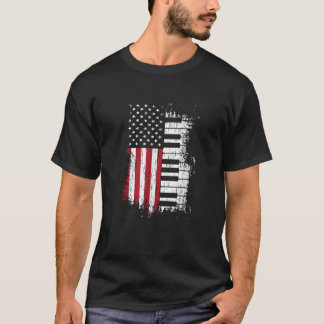 Camiseta American Flag Piano Keys Player Pianist Keys Music