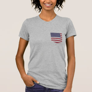 Camiseta American Flag Pocket Tee Falso Pocket Design Shirt