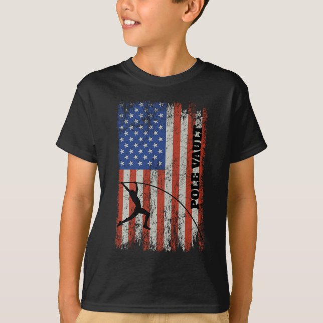 Camiseta American Flag Pole Vault - Va de olhar desapontado (Frente)