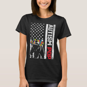 Camiseta American Flag Pop Urso Autismo Aconselhamento Fa