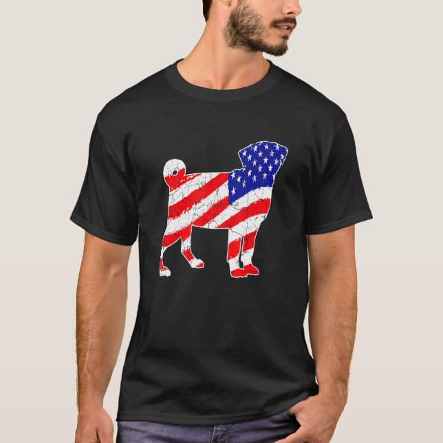 Camiseta American Flag Pug Patriotic Dog Dad Dog Mom (Frente)