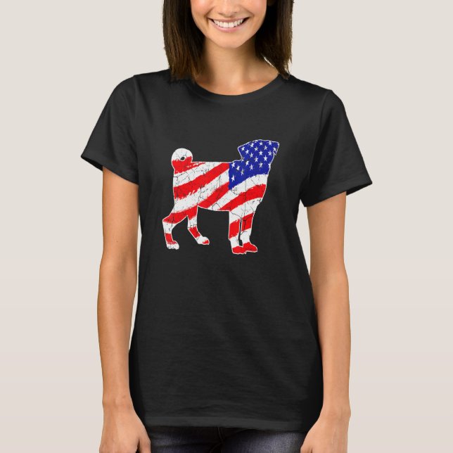 Camiseta American Flag Pug Patriotic Dog Dad Dog Mom (Frente)