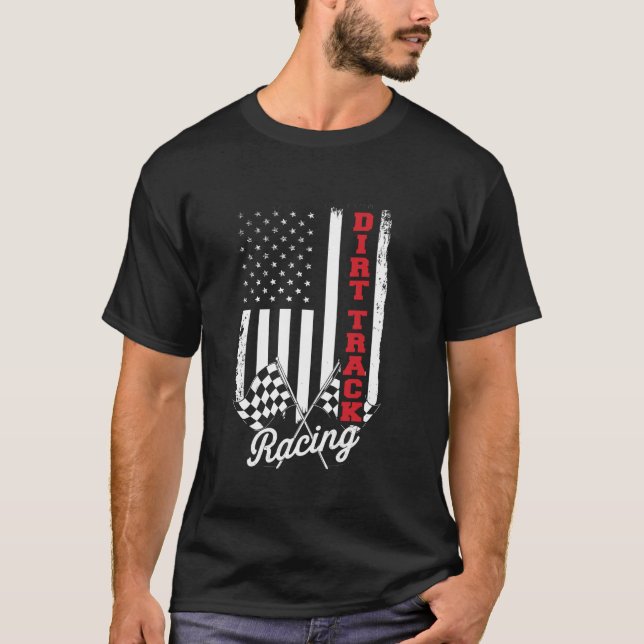 Camiseta American Flag Racing Race Car USA Family Matching (Frente)