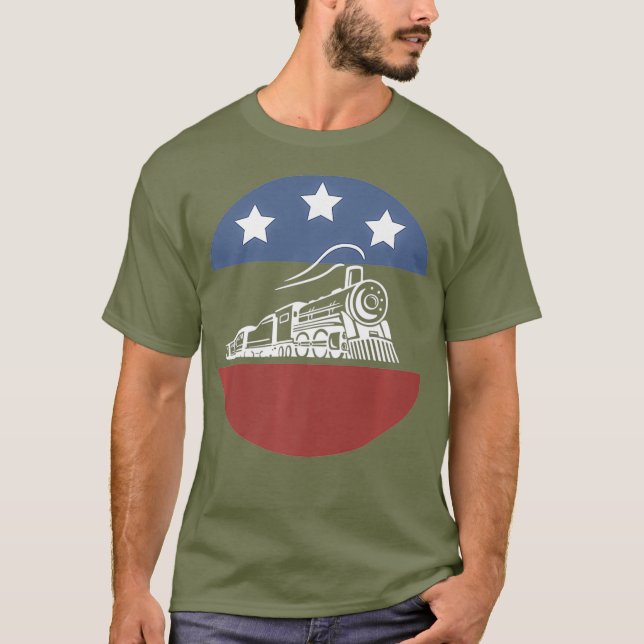 Camiseta American Flag Railroad Train Conductor Gifts EUA (Frente)