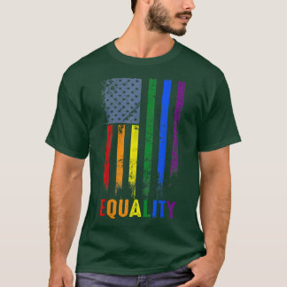 Camiseta American Flag Rainbow Equality Gay LGBTQ LGBT Prid