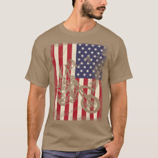 Camiseta American Flag Retro Vintage Dirt Bike Motocross Bi