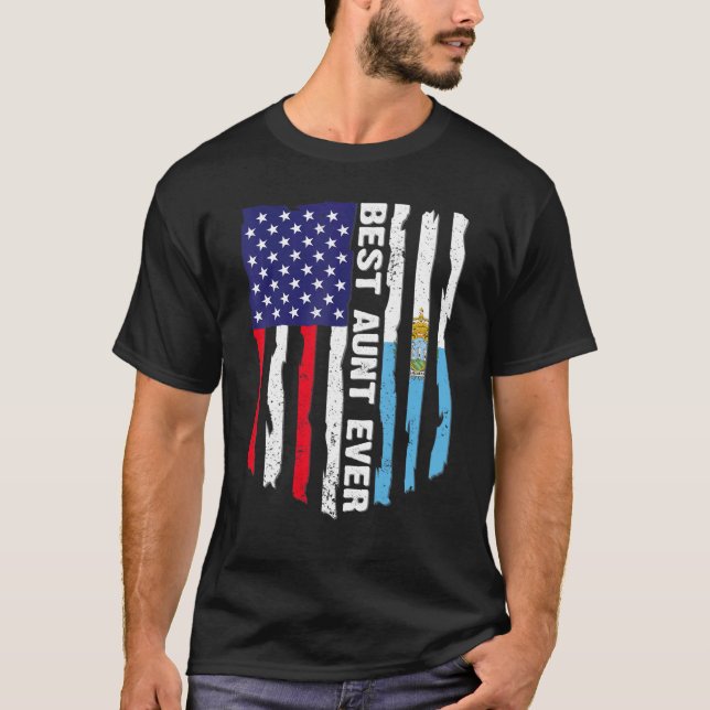 Camiseta American Flag & San Marino Best Tia Ever Fam (Frente)