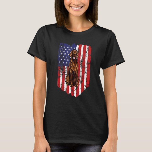 Camiseta American Flag Setter Irish Usa (Frente)