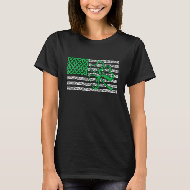 Camiseta American Flag Shamrock Clovers St Patricks Day Men (Frente)