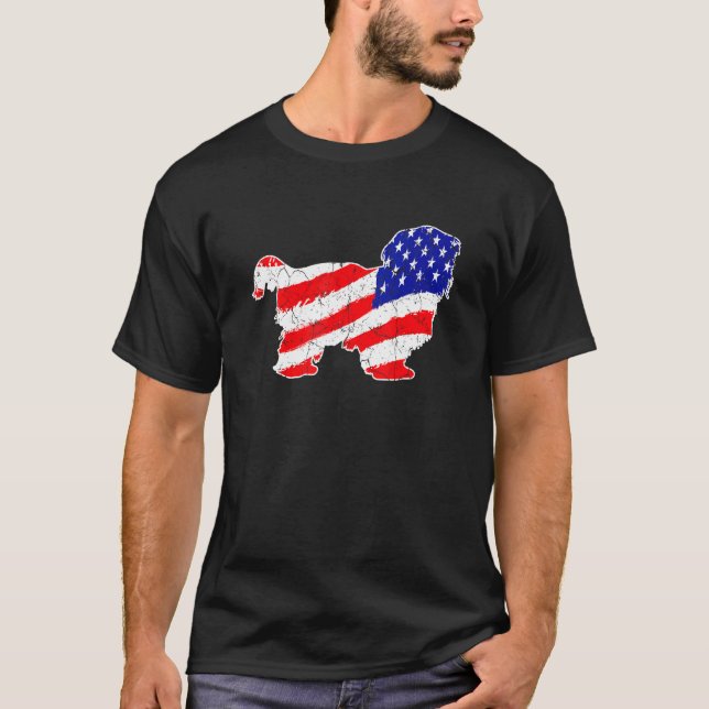 Camiseta American Flag Shih Tzu Patriotic Dog Dad Dog Mom (Frente)