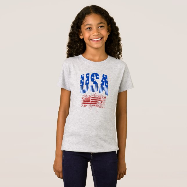Camiseta American Flag Shirt,Patriotic T-Shirts, 4 de julho (Frente Completa)