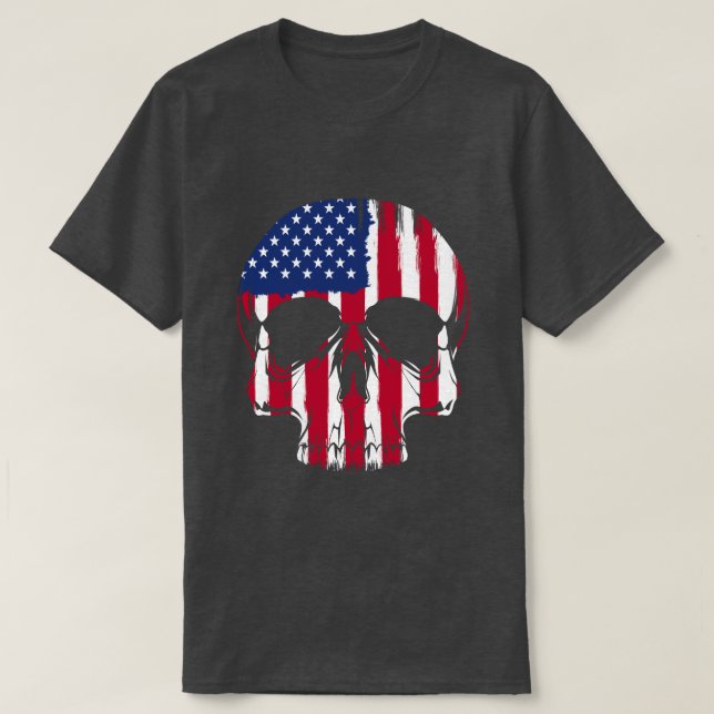 Camiseta American Flag Skull (Frente do Design)
