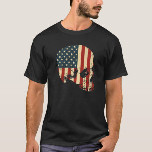 Camiseta American Flag Skull July 4th Scary Skelton Patriot