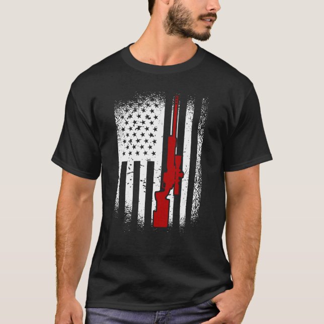 Camiseta American Flag Sniper Rifle 2nd Amendment Sniper (Frente)
