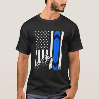 Camiseta American Flag Snowboarding Gifts Mountain Snowboar