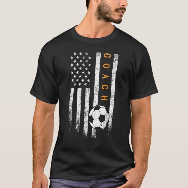Camiseta American Flag Soccer Coach Soccer Trainer Coaching (Frente)