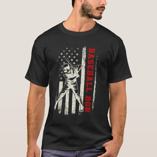 Camiseta American Flag Softball Baseball Bob  Father s Day (Frente)
