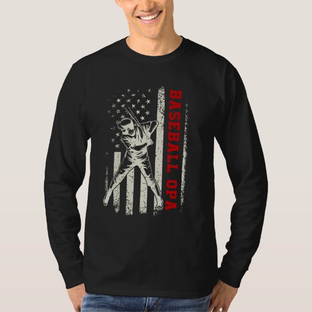 Camiseta American Flag Softball Baseball Opa Funny Father's (Frente)