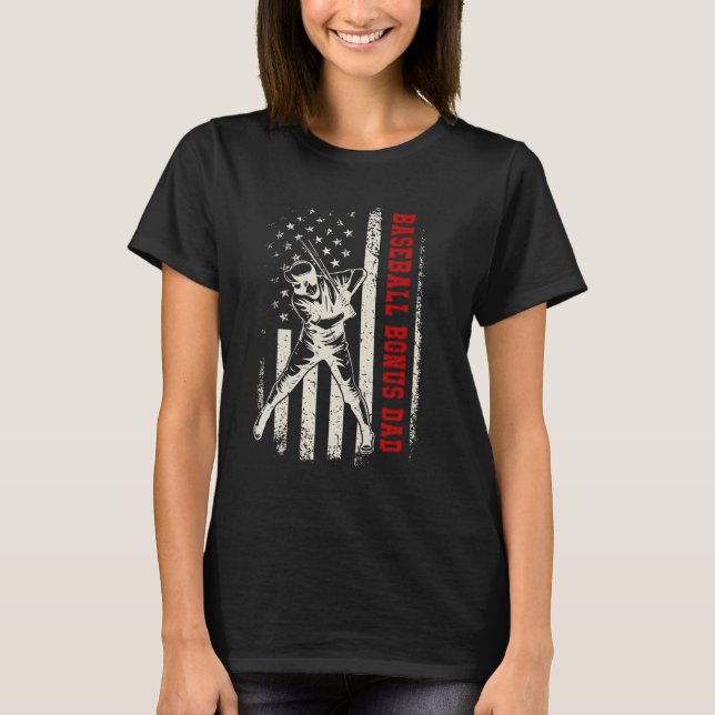 Camiseta American Flag Softball Baseball Pai Bonus Funny Fa (Frente)