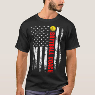 Camiseta American Flag Softball Coach Backside