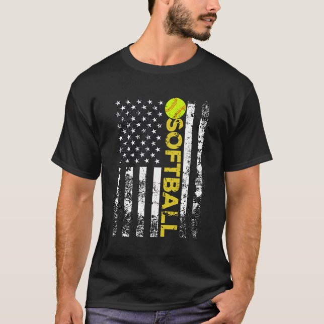 Camiseta American Flag Softball Team (Frente)