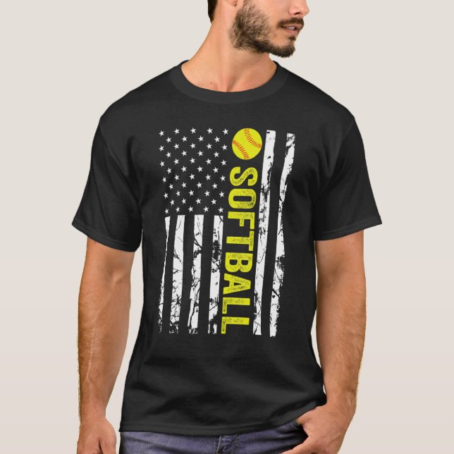 Camiseta American Flag Softball Team Gift_1 (Frente)
