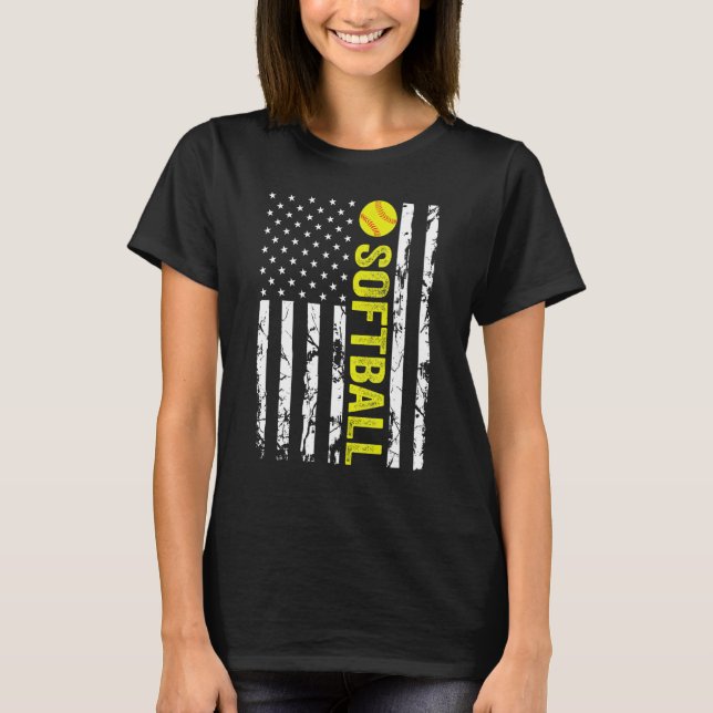 Camiseta American Flag Softball Team Gift_1 (Frente)