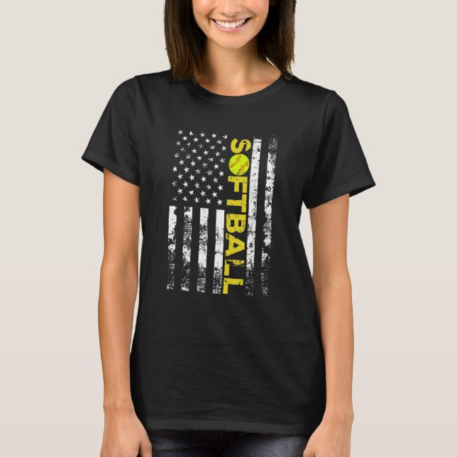 Camiseta American Flag Softball Team Gifts (Frente)
