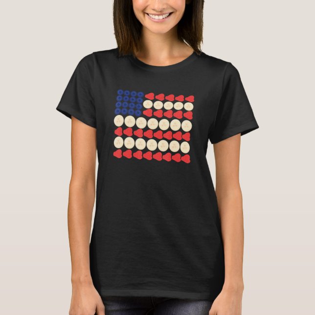 Camiseta American Flag Strawberry Blueberry Banana 4th Of J (Frente)