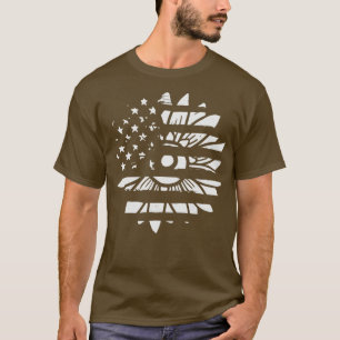 Camiseta American Flag Sunflower 4 de julho