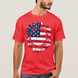 Camiseta American Flag Sunflower 4th Of July Gift For Women