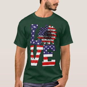 Camiseta American Flag Sunflower Lover Patriotic 4th Of Jul