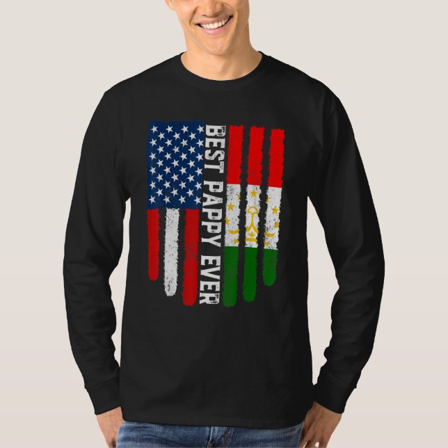 Camiseta American Flag & Tajiquistão Flag Best Pappy Ever F (Frente)