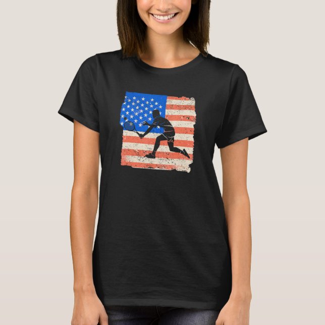 Camiseta American Flag Tennis Player Funny US Sports Lover  (Frente)