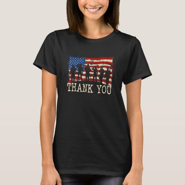 Camiseta American Flag Thank you Veterans Proud Veteran (Frente)